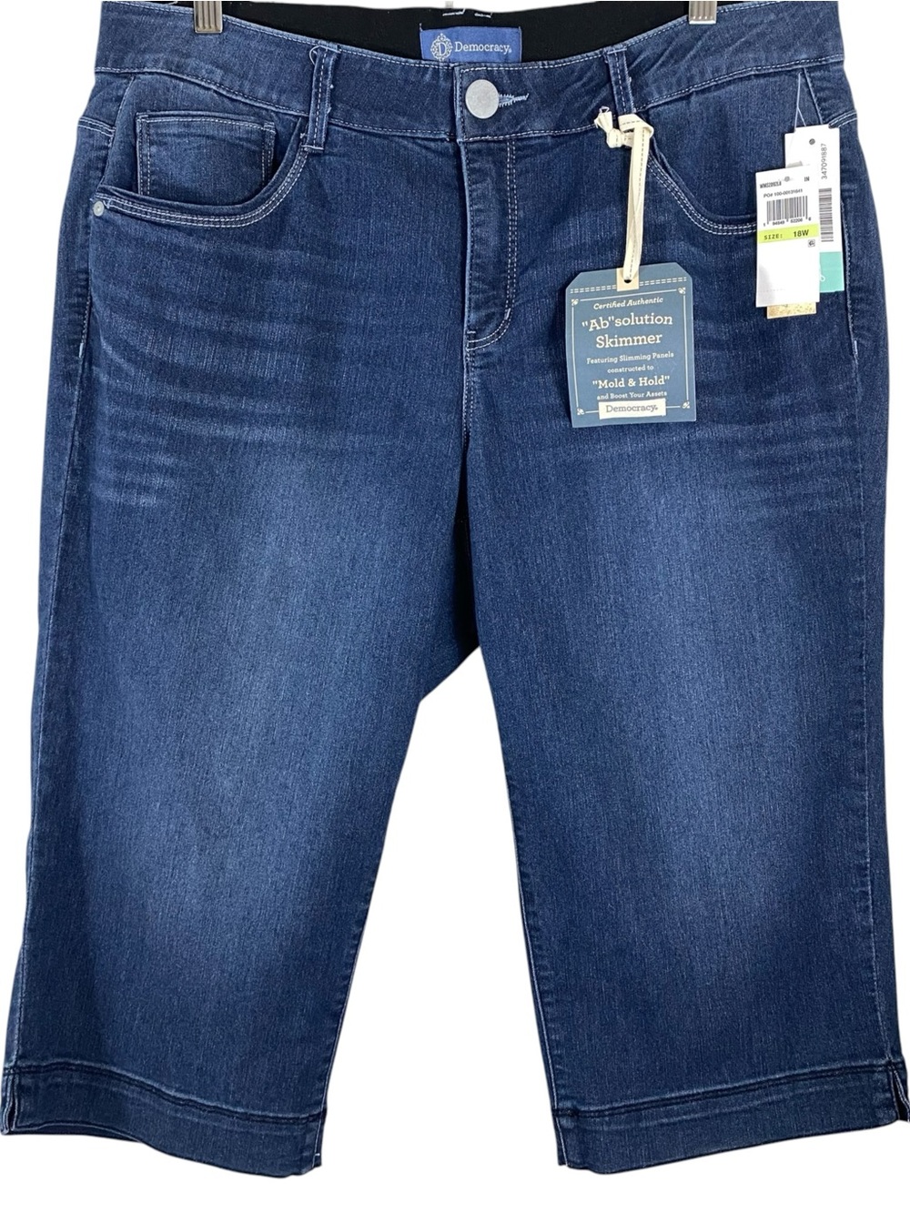 Democracy Womens Capri Jeans Size 18W Mid Rise Side Slit "Ab" Solution Skimmer